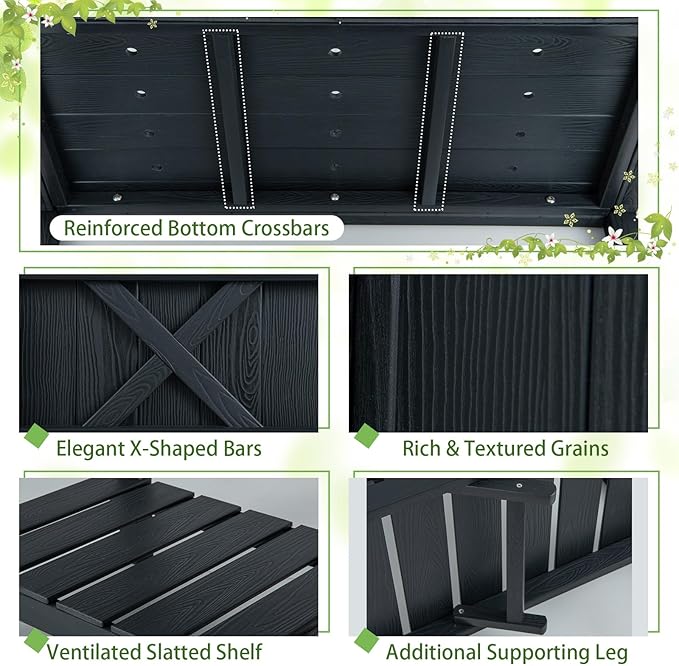 Giantex HIPS Raised Garden Bed, Elevated Planter Box w/Legs, Storage Shelf, Drainage Holes, Weather-Proof Standing Raised Beds for Backyard Balcony Flower Vegetable (Black, 34" x 18" x 29")