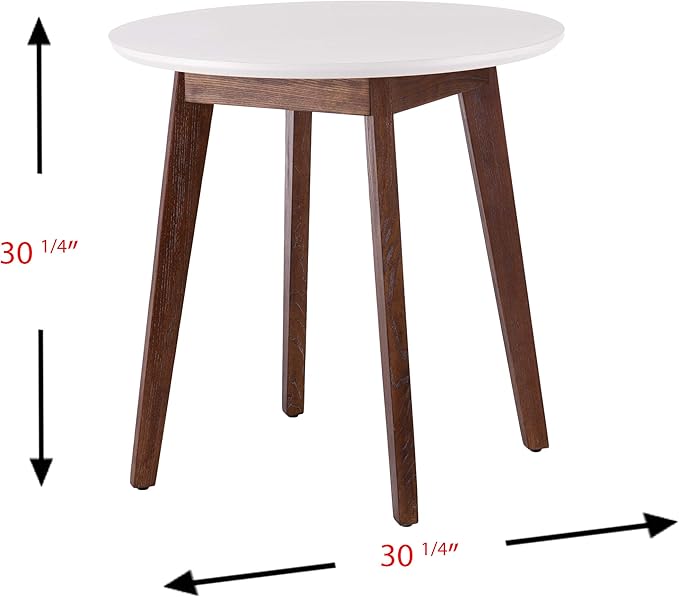 SEI Furniture Oden Two-Tone Small Space Round Dining Table, White, Burnt Oak