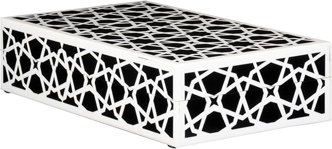 Handicrafts Home Handmade Zellij Collection Decorative Jewelry Box Organizer – Keepsakes, Trinkets, and Home Decor – Antique Coffee Table Storage, Wedding Memory Box, Farmhouse Style Decor, 10x6x2.5
