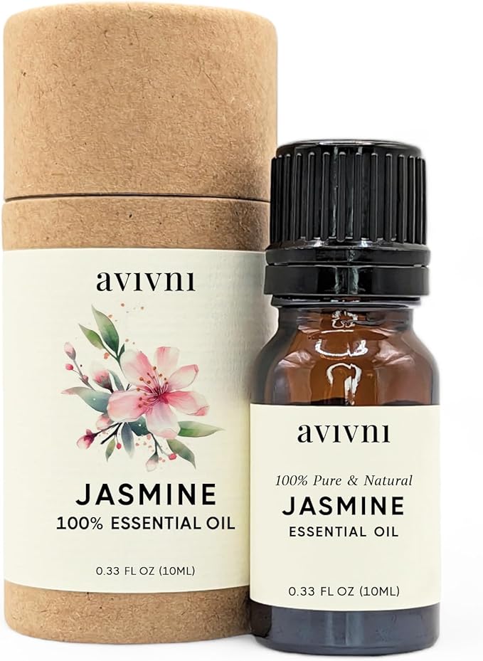 Jasmine Essential Oil - 100% Pure & Natural, Organic, Undiluted for Aromatherapy, Skin, Hair, Diffuser (0.33oz - 10ml)