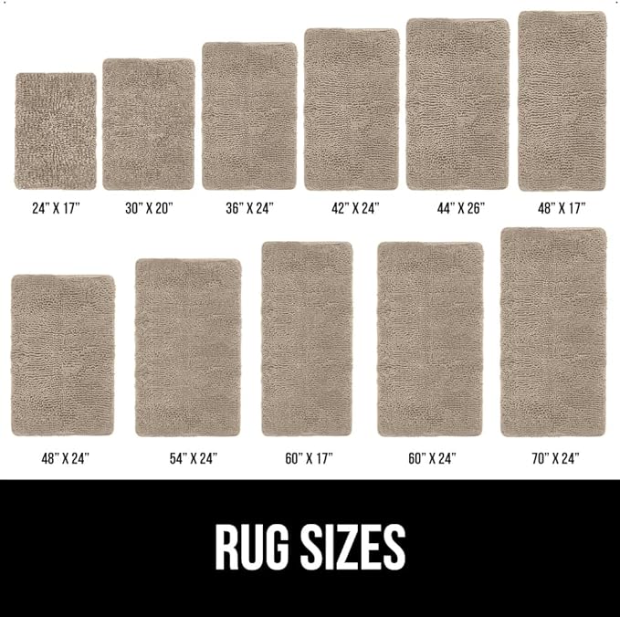 GORILLA GRIP Bath Rug Mat 30x20, Thick Absorbent Chenille, Quick Dry Microfiber Mats, Rubber Backing Washable Shower Floor Rugs, Bathmat Runner, US Designed Bathroom Home Decor Accessories Gray Beige