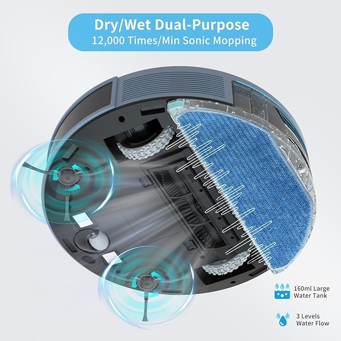 OKP Life Robot Vacuum and Mop Combo, LiDAR Navigation, 4000Pa Suction, No-Go Zone, 200Mins Runtime, Smart Mapping Robotic Vacuum, Wi-Fi/App/Alexa Control, Ideal for Pet Hair, Hard Floor and Carpet