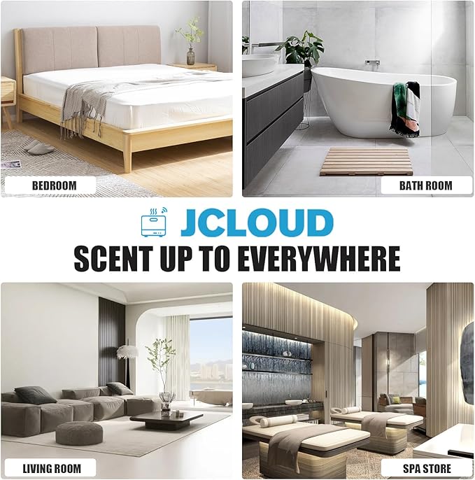 JCLOUD Smart Scent Air Machine for Home, Hotel Scent Diffuser with Cold Air Tech 850ML, HVAC Scent Diffuser Cover Up to 4500 Sq. Ft, Upgraded Waterless Oil Diffuser for Home, Hotel, Office, Spa