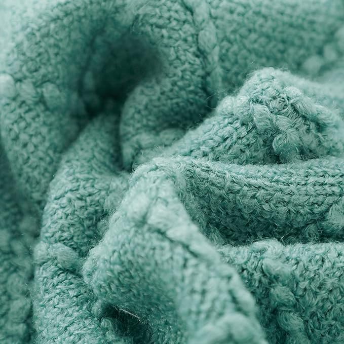 BOURINA Throw Blanket Textured Solid Soft Sofa Throw Couch Cover Knitted Decorative Blanket, 60 inchx80 inch Dark Cyan