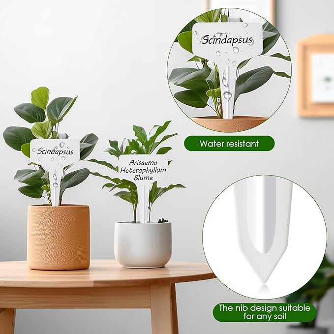 Plant Labels 120pcs with Garden Plant Markers Pen of Outdoor Waterproof,T-Type Plant Tags and Permanent Marking Pen, Garden Labels Gardening Gifts for Women Men