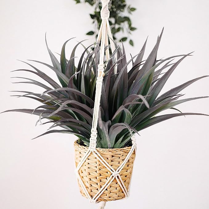 8Pcs Artificial Grass Plant Fake Outdoor Plastic Plants UV Resistant Faux Grasses Greenery Shrubs for Window Box Garden Patio Porch Home Decor Black