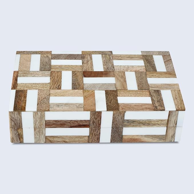 Handicrafts Home Decorative Storage Box, Keepsake Holder & Gift Box or Decorative Accent, Home decor, Jewelry Organizer, Made with Wood & Resin Inlay, Handmade Marquet Chase Collection-5X7X1.5 in