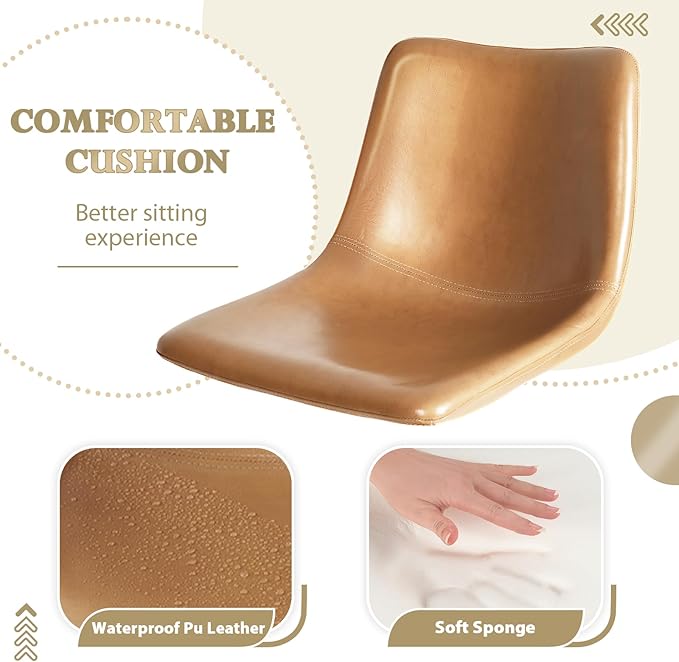 LEMBERI Bar Stools Set of 2, Modern Swivel Barstools Counter Height with Backrest, Faux Leather Upholstered Bar Chairs for Kitchen Island, Whisky