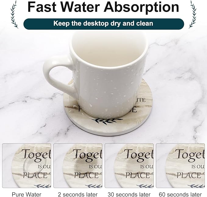 Best Housewarming Gifts for New Home Drink Ceramic Coasters Set of 6 Farmhouse Coffee Table Decor Outdoor Coaster Set with Holder Cup Coasters Decorative Christmas Home Gift for Family House