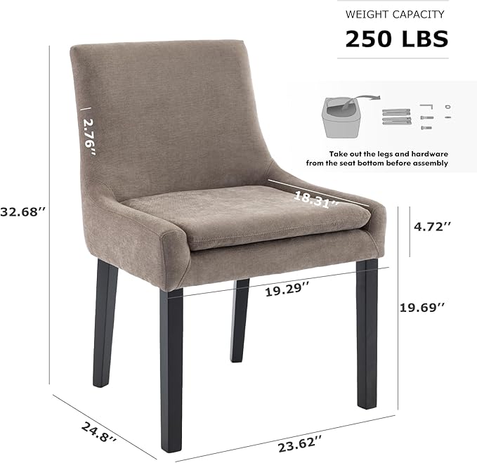 Modern Dining Chairs Set of 4, Upholstered Corduroy Dining Room Chairs with Wood Legs, Mid-Back Padded Kitchen Side Chairs for Dining Room, Blue