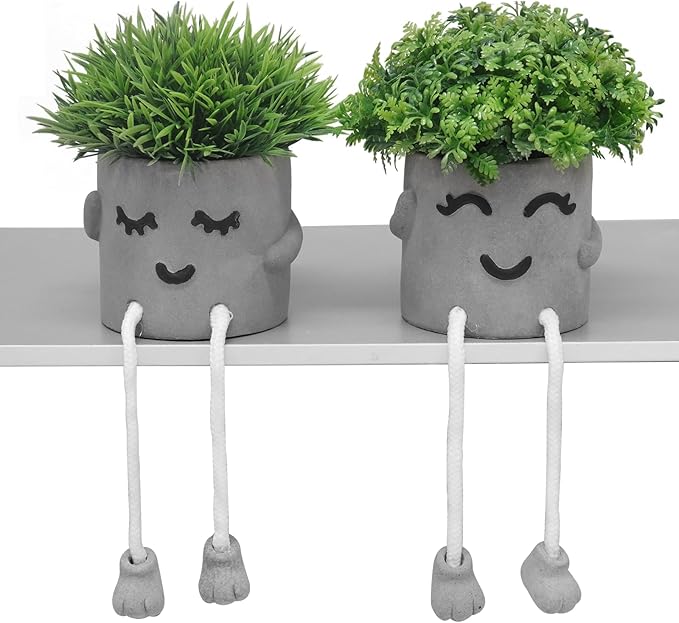 MAKHOT Set of 2 Artificial Succulent Plants in Pots, Fake Plant Faux Succulents Office Desk Decor, Mini Potted Succulents Coffee Table Decor for Women, Cute Decorations for Work Office SmallPlant