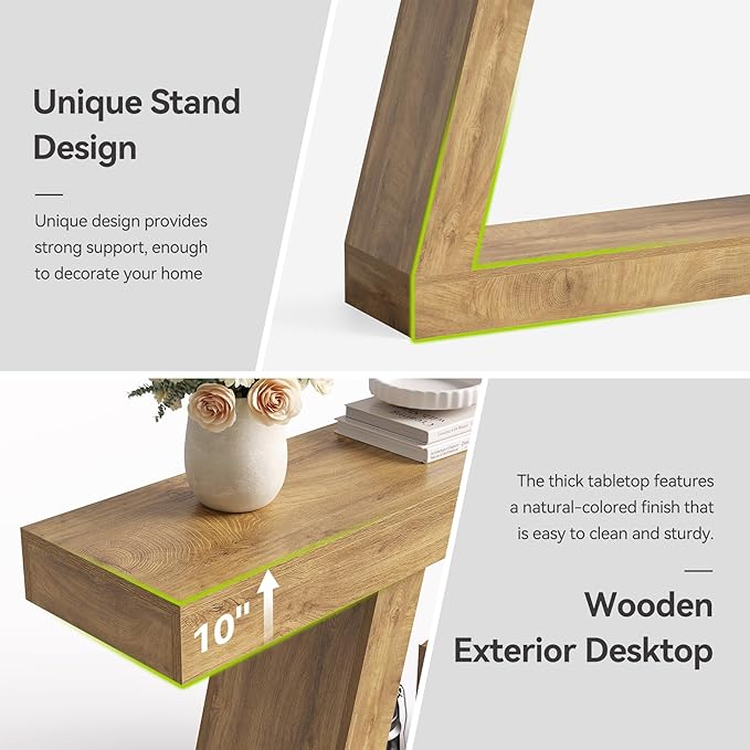 LITTLE TREE 55-Inch Sofa Table with Storage, Farmhouse Console Table for Home, Rectangular Wooden Entryway Furniture for Living Room, Bedroom, Office, Hallway, Oak