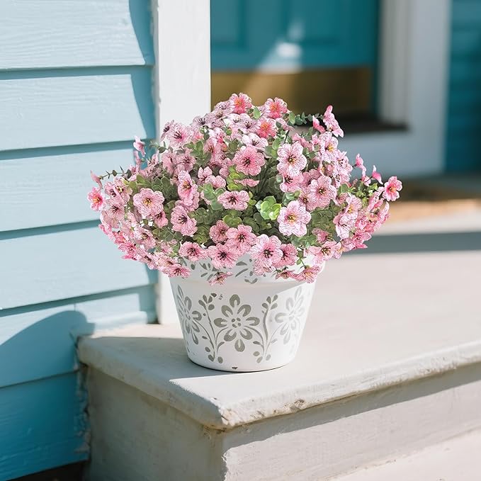 Artificial Mums for Outdoors Garden Home Fall Decor uv Resistant Outdoor Faux Plants Indoor Plastic Fake Plants Greenery Boxwood Porch Patio Fake Mums Flowers 12 Bundles Yard Decorations