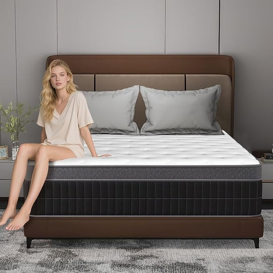 King Size Mattress in a Box 12 Inch Memory Foam Hybrid Mattress with Pocketed Springs Medium Firm Support Motion Isolation Edge Support 180 Night Trial