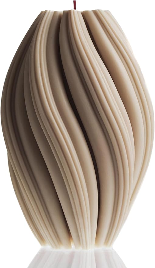 LAWA Swirl Candle - Large Beautiful Handmade Pillar Scented Soy Wax Twirl Elegant Bubble Aesthetic Candle Housewarming Gift Home Room Shelf Decor Idea Spiral Moon Gray (Large)