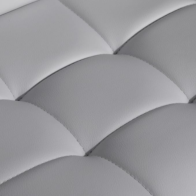 Yaheetech Bar Stools Set of 2, PU Leather Adjustable Barstools, Modern Counter Stools with Back and Footrest, Counter Height Barstools for Bar, Kitchen, Dining Room, Light Gray