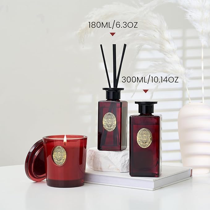 M&SENSE 6.4 oz Large Reed Diffuser Set | Rose Princess Scent Oil Diffuser with Sticks | Hotel Collection Non-Toxic Essential Oil |for Bedroom Bathroom Living Room