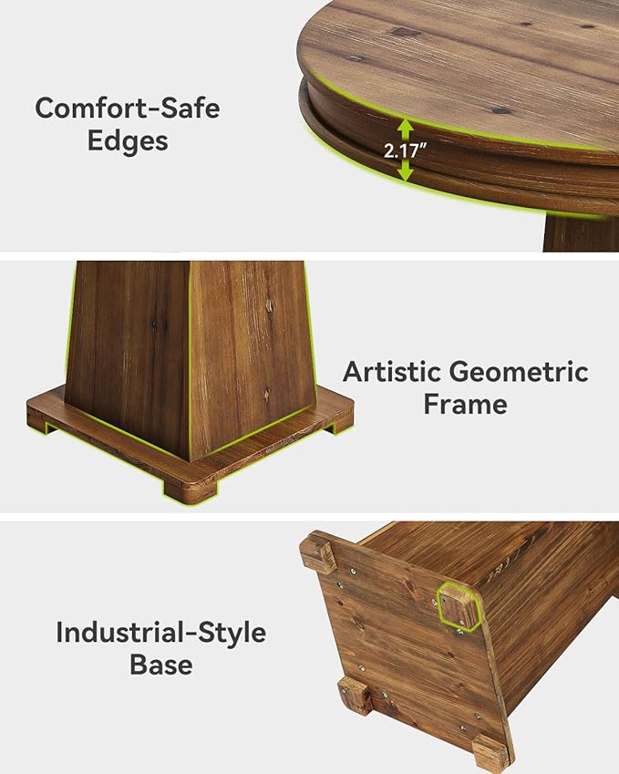 LITTLE TREE Solid Wood Round Dining Table, 31.5" Small Kitchen Table for 2, Modern Farmhouse Dinner Table for Dining Room, Kitchen, Living Room, Artistic Geometric Base (Rustic Brown)