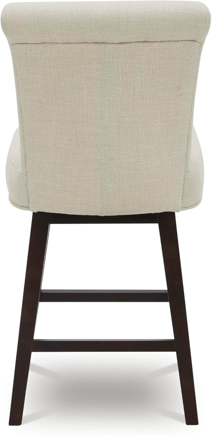 CHITA 26 Inch Counter Height Swivel Bar Stools Set of 4, FSC Certified Modern Upholstered Swivel Barstool Chairs with Back, Fabric in Linen