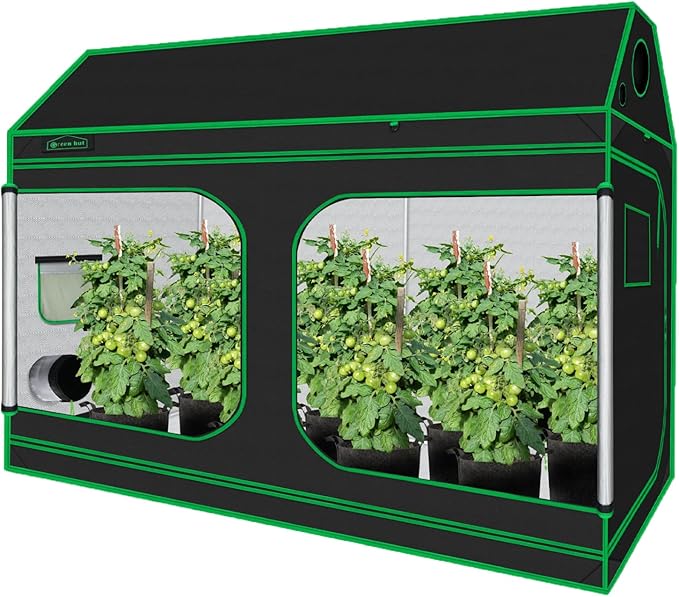 96"x48"x72" Roof Cube Grow Tent with Observation Windows, Lightproof, Mylar Hydroponic Tent with Floor Tray for Indoor Plant Growth