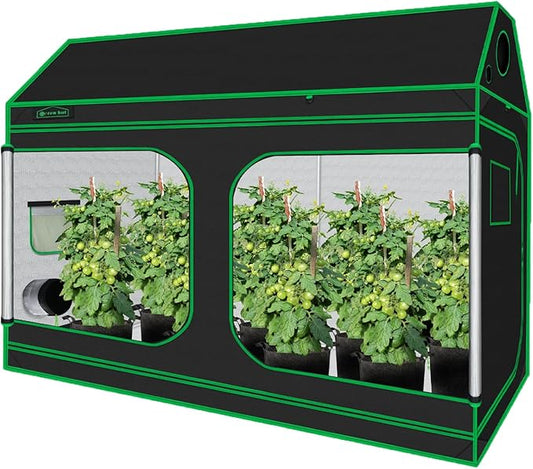 96"x48"x72" Roof Cube Grow Tent with Observation Windows, Lightproof, Mylar Hydroponic Tent with Floor Tray for Indoor Plant Growth