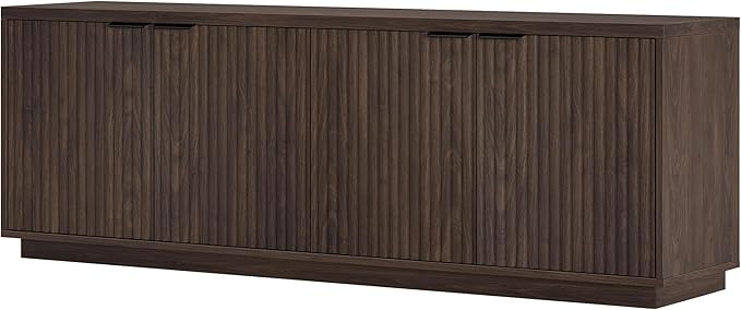 Henn&Hart TV Stand for TVs up to 78'' with 2 Storage Cabinets and Adjustable Shelves for Living Room, Family Room, or Office, Alder Brown