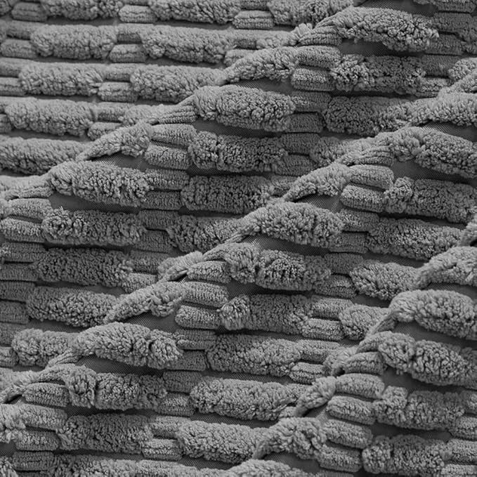 Fancy Homi 2 Packs Dark Grey Decorative Throw Pillow Covers 20x20 Inch for Living Room Couch Bed Sofa, Rustic Farmhouse Boho Home Decor, Soft Striped Corduroy Square Cushion Case 50x50 cm