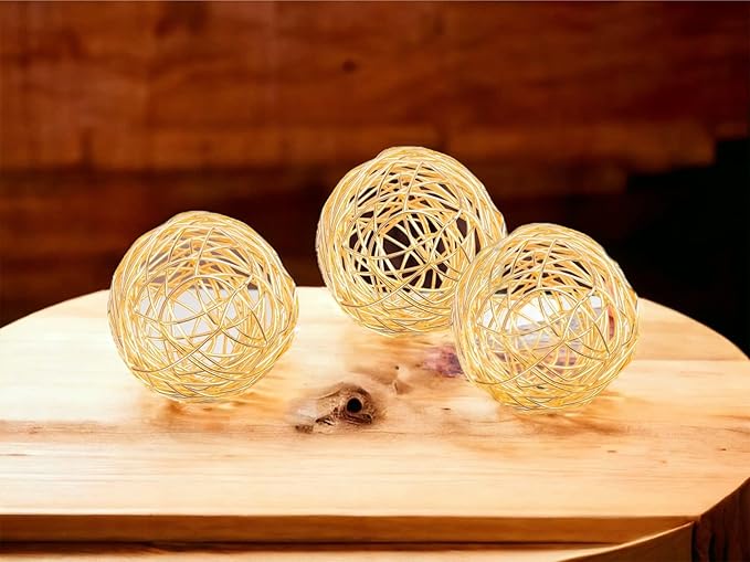 Alpha Living Home Metal Decorative Bowl Set of 3 - Stunning Exquisite Geometric Decorative Ball - Centerpiece Spheres for Elegant Dining, Home, Office, and Special Event Decor Accents (Gold)