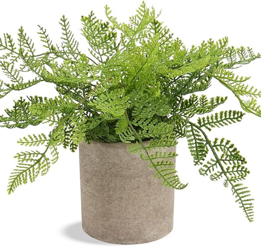 Small Fake Plant Potted Plants Artificial Decor Silk Ferns Plant Faux Plants in Pots for Home Living Room Bedroom Desk Bathroom Window Shelf Farmhouse Decoration