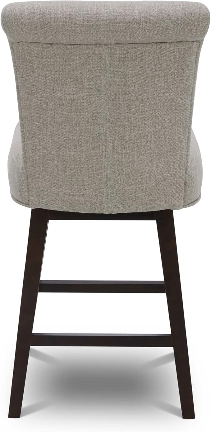 CHITA 26 Inch Counter Height Swivel Bar Stools Set of 2, FSC Certified Modern Fabric Swivel Barstool Chair with Back, Flax Beige