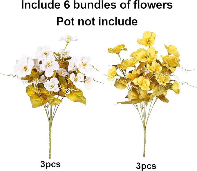 Fake Fall Flowers Artificial Mums for Outdoors Autumn Decoration, Faux Silk Flowers Plants Realistic UV Resistant Tropical Flower Artificial for Outside Planter Patio (F2MixHB, 6 Bundles)