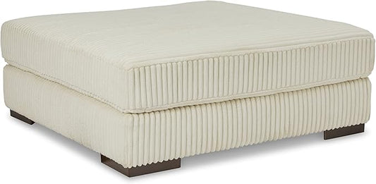 Signature Design by Ashley Lindyn Contemporary Square Tufted Upholstered Oversized Accent Ottoman, White