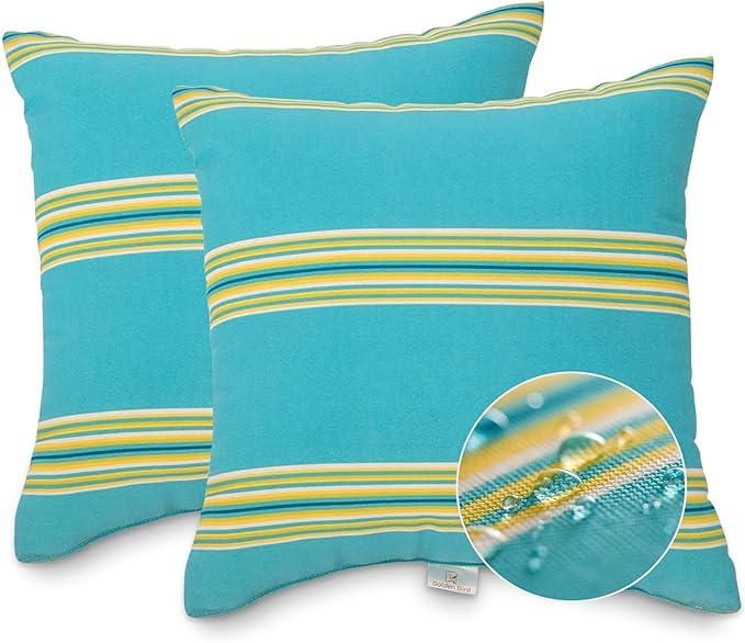 JMGBird Outdoor Pillows for Patio Furniture 18''x18'' Decorative Throw Pillows with Inserts, Square Pillow for Couch, Sofa, Bench, Chair