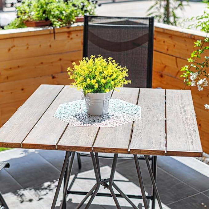 RECUTMS Spring Greenery 10 Bundles Artificial Fake Flowers, Artificial Boxwood Plants,Faux Outdoor Plastic Plants UV Resistant Shrubs Fake Outdoor Plants Outside Indoor Decorations(Yellow)