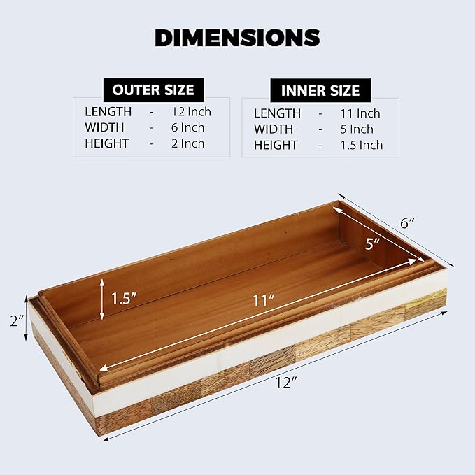 Handicrafts Home Handmade Decorative Storage Box with Lid-Jewelry Organizer, Keepsake Holder, Gift Box or Decor Accent Patisserie Delight Made with Resin Inlay & Wood cajas organizadoras-12X6X2 inch