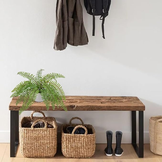 Hollyone Artificial Fern Potted Plant for Outdoors Indoors Lifelike Faux Boston Fern Artificial Plants in White Pot for Garden Patio Home Farmhouse Windowsill Office Decoration