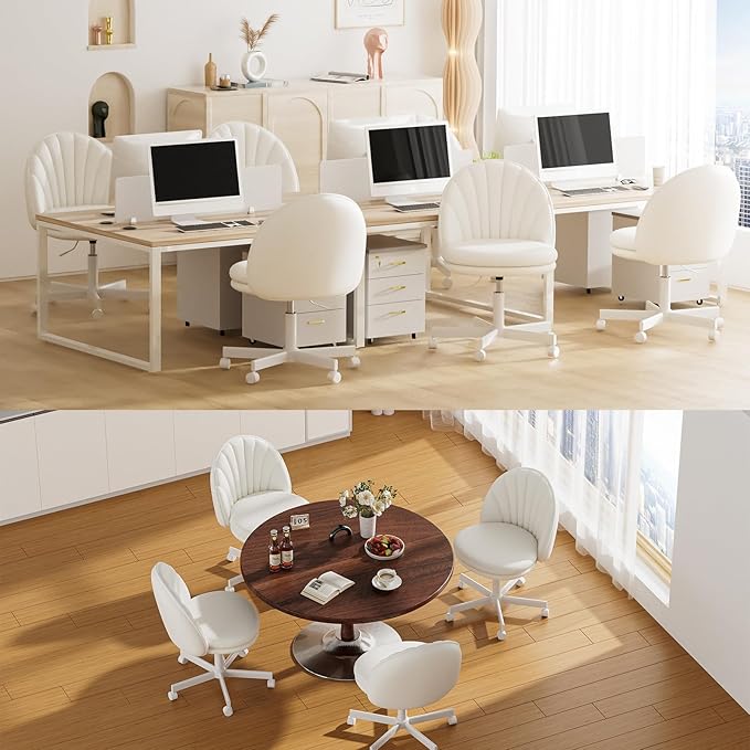 COMHOMA Vanity Chair with PU Leather, Small Tall Armless Chair with Back, Cute Candy Chair for Girls Gift Living Room/Makeup Room/Bedroom/Kitchen (Height Use: Adjustable from Desk to Bar Height)