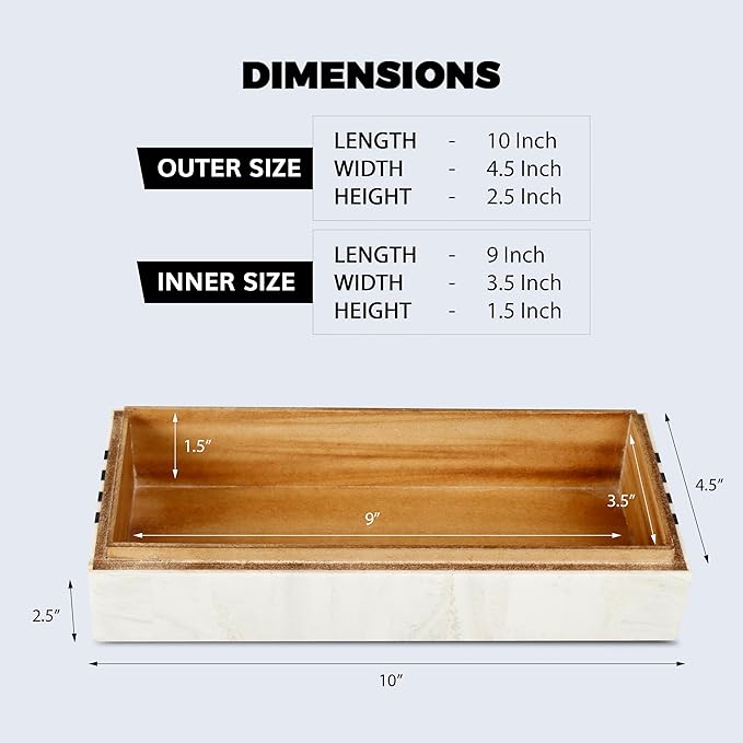 Handicrafts Home Handmade Mono Collection Decorative Jewelry Box Organizer – Keepsakes, Trinkets, and Home Decor – Antique Coffee Table Storage, Memory Box, Farmhouse Style Decor Sprint, 10x4.5x2.5