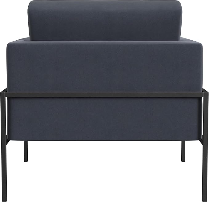 HomePop Modern Metal Frame Accent Chair Home Décor|Accent Chairs for Living Room & Bedroom - Steel Blue Velvet