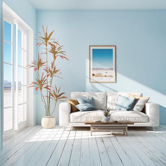 Artificial Cordyline Plant, Indoor Potted Plant, 6 Stems with Black Planter, Suitable for Large Indoor Living Room Decorations, Potted Plants, and Window Display Scenes (Red-7ft)