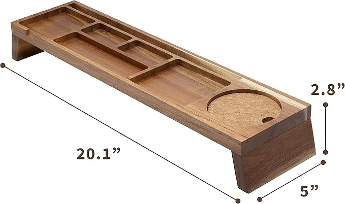 Natural Wood Desk Organizer - Multi-Compartment Wooden Organizers for Home, Office, Cubicle Accessories - Table Caddy for Desktop and Workspace - Pencil Storage Tray