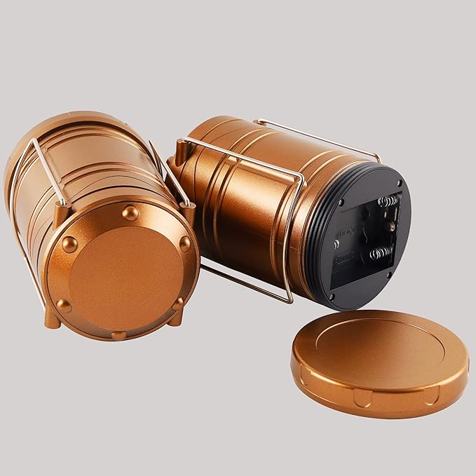 Lichamp LED Camping Lantern, 4 Pack Battery Powered Flashlight for Power Outages, Portable Collapsible Hanging Light Essential for Home, Outdoor, Emergency Lamp Survival Kit Gear for Hurricane, Gold