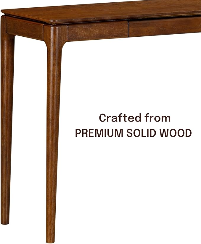 NTC Mingle Modern Wooden Rectangle Console Table with Hidden Drawer – Waterproof & Heat Resistant, Dark Walnut