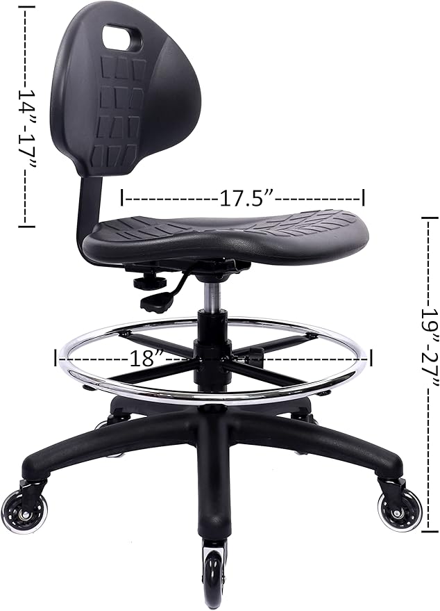Chair Master - ESD Anti Static Ergonomic Polyurethane Chair Adjustable Height Heavy Duty Easy to Clean for Research, Laboratory and Cleanroom (Rollerblade Style Rubber Casters, Medium Stool)