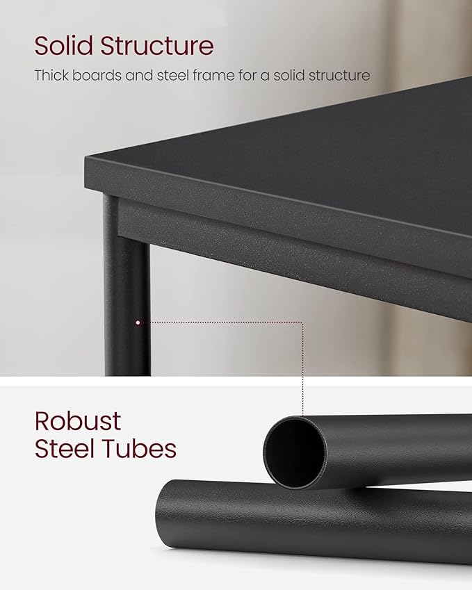 VASAGLE Side Table, Small End Table, Tall Nightstand for Living Room, Bedroom, Office, Bathroom, Classic Black ULET273B16