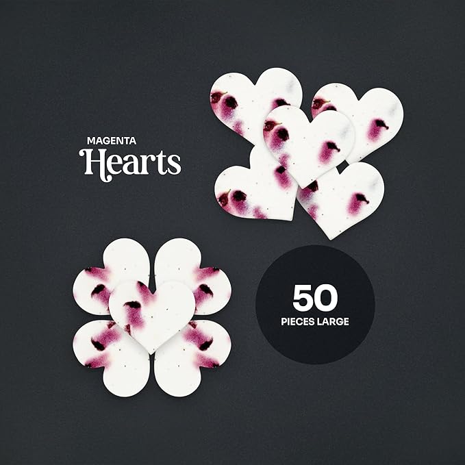 50 pcs Large Seed Paper – Magenta Plantable Wildflower Hearts for Bridal Shower, Wedding Gift, Birthday, Mother's Day & Other Milestone Celebrations