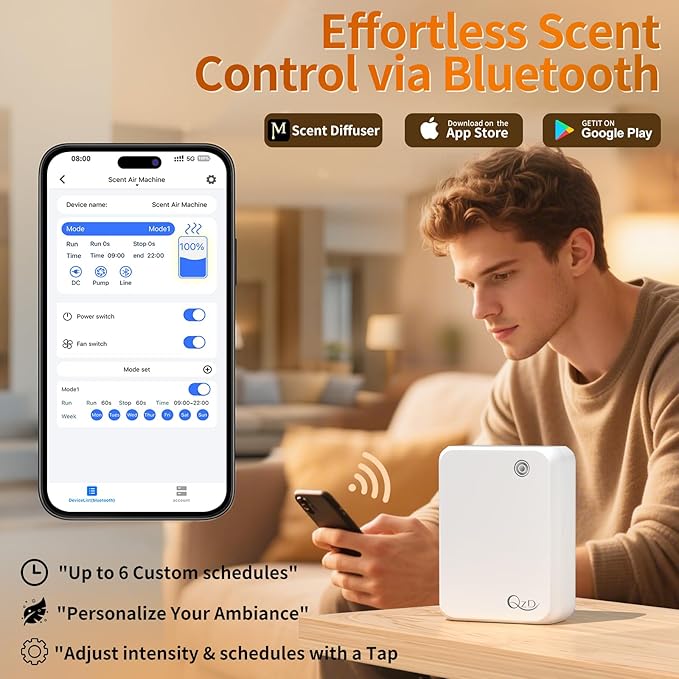 Smart Scent Air Machine with 500ML Capacity, Waterless Cold Air Diffuser for Home & Commercial Use, Covers up to 2500 Sq.Ft, Includes 160ML LUNEVIA Aromatherapy Oil