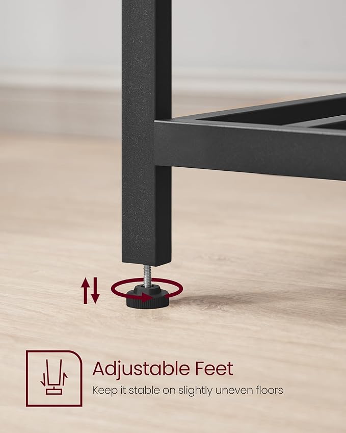 VASAGLE Kitchen Island with 3 Shelves, 47.2 Inches Width Kitchen Shelf with Large Worktop, Stable Steel Structure, Industrial, Easy to Assemble, Greige and Black UKKI001B02