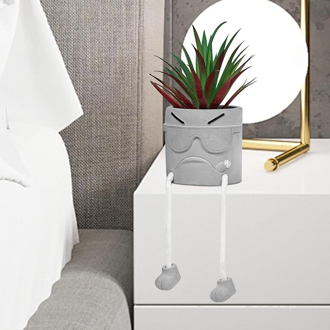 Zerzsy Artificialplant Succulents in Cement Pots with Hanging Leg, Mini Fake Plants Kitchen Shelves Decor, Bathroom Shelf Small Plants Decor, Faux Succulents for Office Wall Shelf Decorations