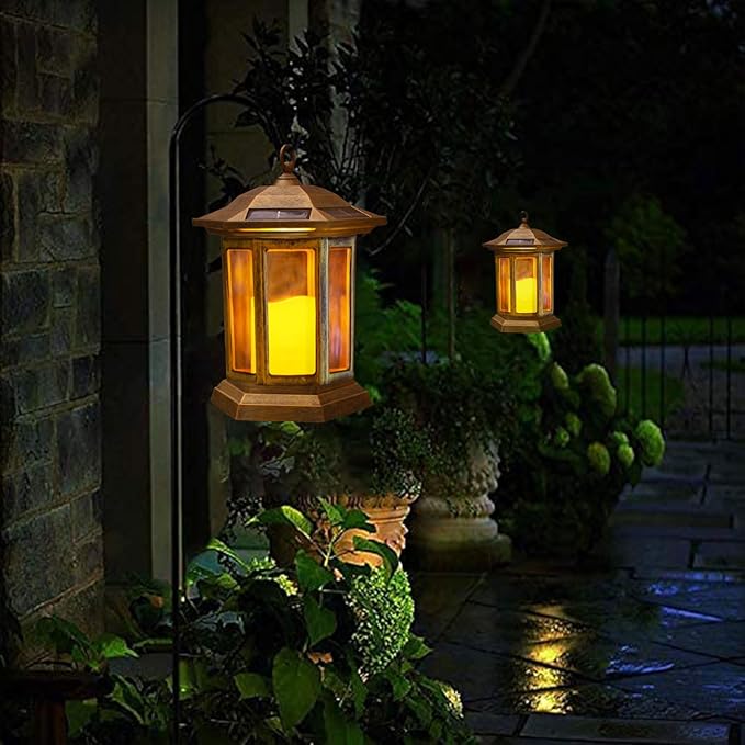 Solar Lantern Outdoor, Outdoor Hanging Candle Lanterns LED Lights - PVC Waterproof Solar Lights Decorative Lantern Lights for Table,Outdoor,Party…